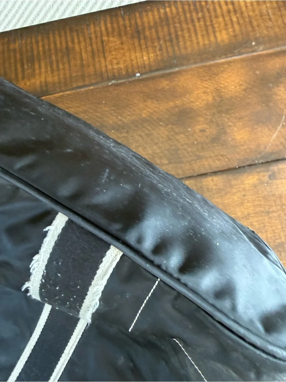 Coach Black Canvas Tote with Teal Trim and Tan Accents
